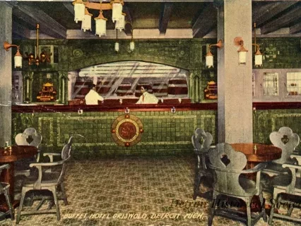 Postcard - Buffet, Hotel Griswold, Detroit, Mich.
