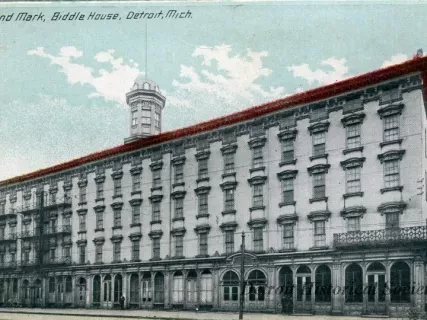 Postcard - Old Land Mark, Biddle House, Detroit, Mich.