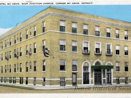 Postcard - Hotel McGraw, 5605 Junction Avenue, Corner McGraw, Detroit. - Hotel McGraw, Detroit