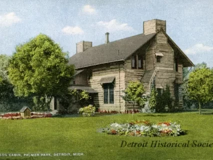 Postcard - Log Cabin, Palmer Park, Detroit, Mich.