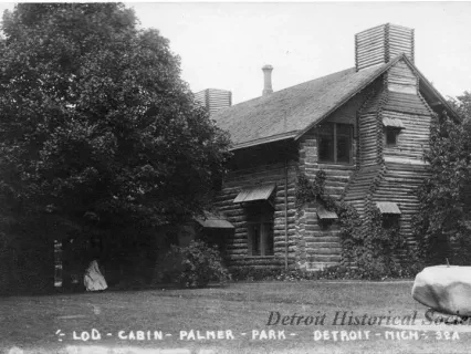 Postcard - Log - Cabin - Palmer Park - Detroit - Mich.