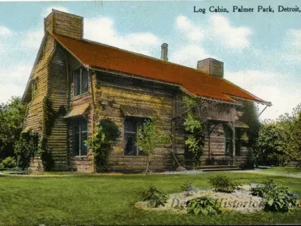 Postcard - Log Cabin, Palmer Park, Detroit, Mich.
