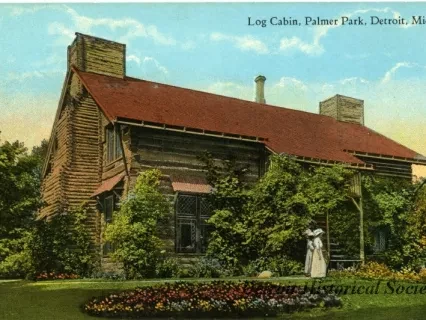 Postcard - Log Cabin, Palmer Park, Detroit, Mich.