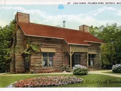 Postcard - Log Cabin, Palmer Park, Detroit, Mich.