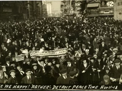 Postcard - Are We Happy! "Rather" - Detroit Peace Time, Nov 11-18