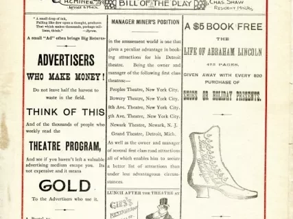 Program, Theater - H.C. Miner's Grand Theatre Bill of the Play