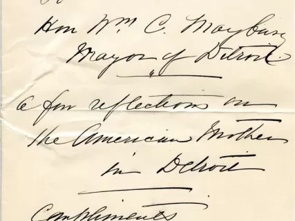 Letter - The American Mother in Detroit