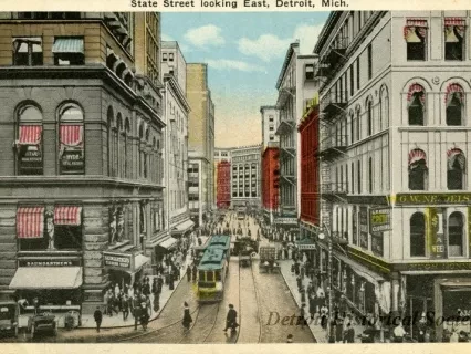 Postcard - State Street looking East, Detroit, Mich.