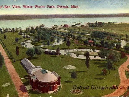 Postcard - Birds'-Eye View, Water Works Park, Detroit, Mich.