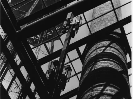 Print, Photographic - 100 year old smoke stack and water tower