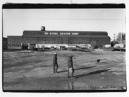 Print, Photographic - Workers Behind Re-Steel Center Corporation, Facing North