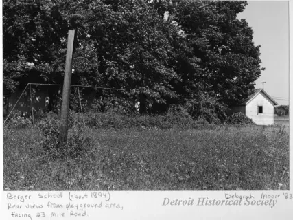 Print, Photographic - Berger School (about 1894), Rear view from playground area, facing 23 Mile Road