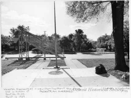 Print, Photographic - Webster Elementary - View From the Front Showing Pedestrian Overpass