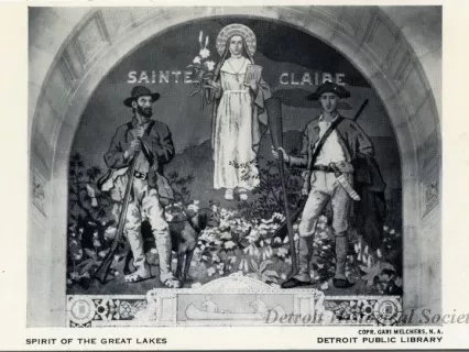 Postcard - Spirit of the Great Lakes, Detroit Public Library