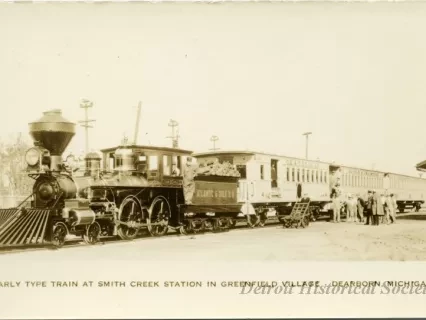 Postcard - Early Type Train at Smith Creek Station in Greenfield Village - Dearborn, Michigan