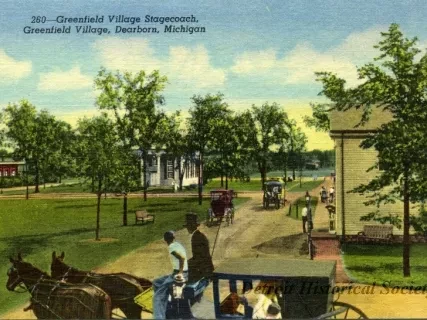 Postcard - Greenfield Village Stagecoach, Greenfield Village, Dearborn, Michigan