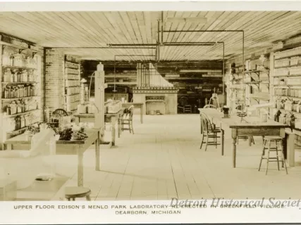 Postcard - Upper Floor Edison's Menlo Park Laboratory Re-erected in Greenfield Village, Dearborn, Michigan