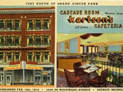 Postcard - Kartsen's
Cascade Room ... Waitress Service
Self Service ... Cafeteria