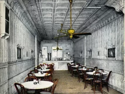 Postcard - Interior Royal Lunch Room, Detroit
Showing Burton's (the Quality kind) Streel Ceiling and Side Walls.