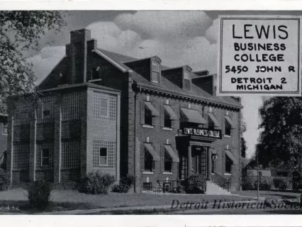 Postcard - Lewis Business College, 5450 John R, Detroit 2, Michigan