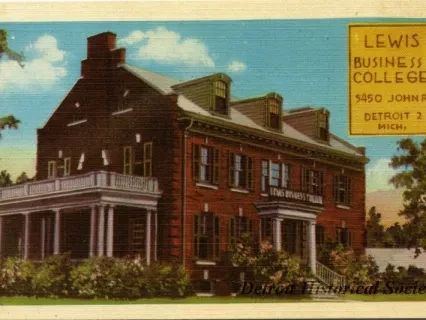 Postcard - Lewis Business College, 5450 John R, Detroit 2, Mich.