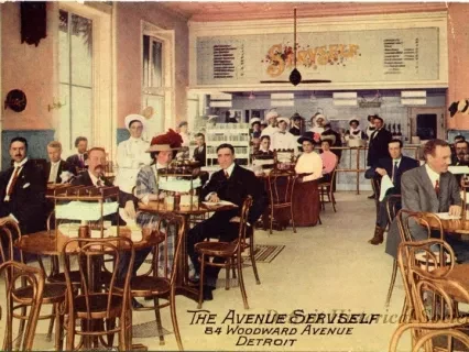 Postcard - The Avenue Servself, 84 Woodward Avenue, Detroit