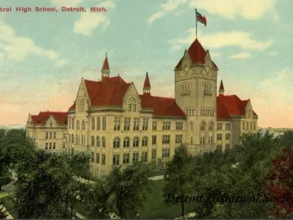 Postcard - Central High School, Detroit, Mich.