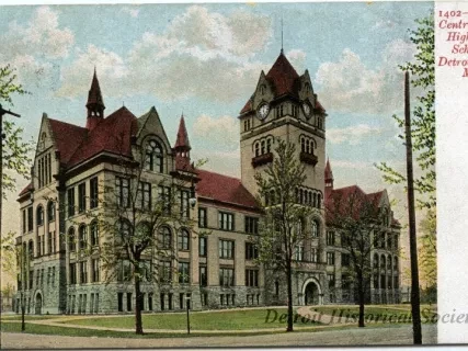Postcard - Central High School, Detroit, Mich.