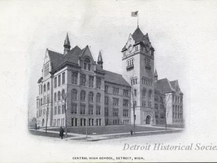 Postcard - Central High School, Detroit, Mich.