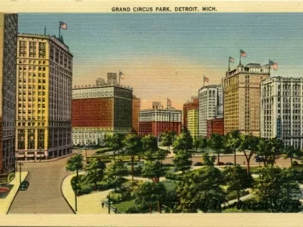 Postcard - Grand Circus Park, Detroit, Mich.
