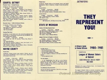 Brochure - Detroiters: They Represent You! A Citizen's Guide to Elected Officials, 1980-1981
