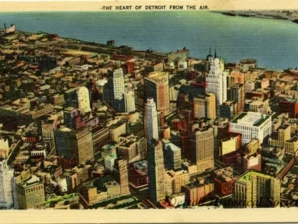 Postcard - The Heart of Detroit from the Air.