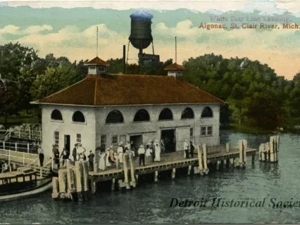 Postcard - White Star Line Landing, Algonac, St. Clair River, Mich.