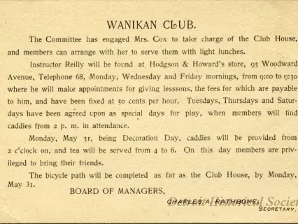 Postcard - Wanikan Club.