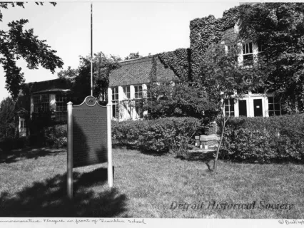 Print, Photographic - Commemorative Plaque in Front of Franklin School