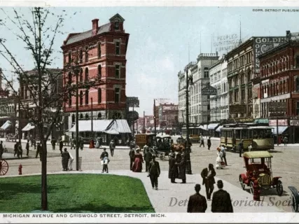 Postcard - Michigan Avenue and Griswold Street, Detroit, Mich.