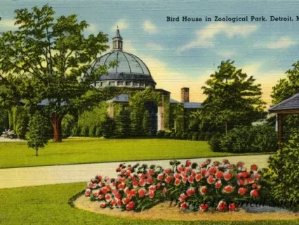 Postcard - Bird House in Zoological Park, Detroit, Mich.