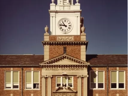 Print, Photographic - Clock Tower & Center Entrance, Woodworth Jr. High