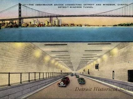 Postcard - The Ambassador Bridge Connecting Detroit and Windsor, Canada
Detroit-Windsor Tunnel
