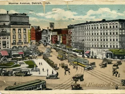 Postcard - Monroe Avenue, Detroit, Mich.