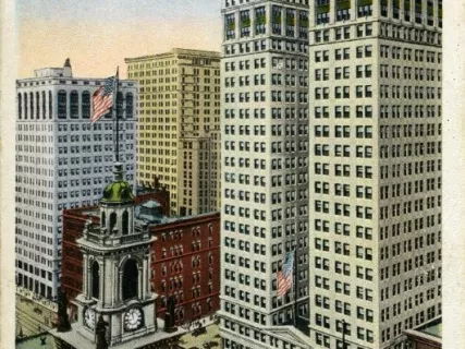 Postcard - View of Griswold Street from the Majestic Building.
