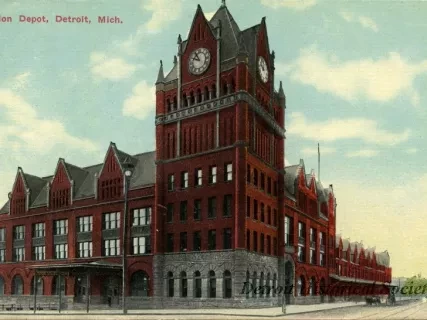 Postcard - Union Depot, Detroit, Mich.