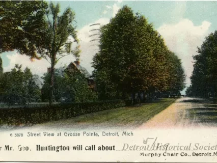 Postcard - Street View at Grosse Pointe, Detroit, Mich