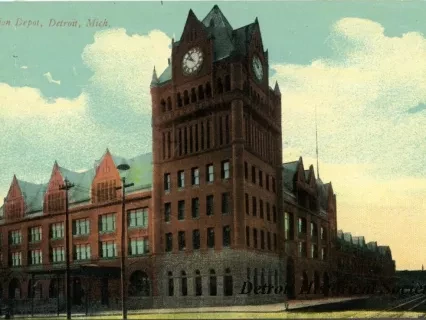 Postcard - Union Depot, Detroit, Mich.