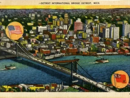 Postcard - Detroit International Bridge. Detroit, Mich.