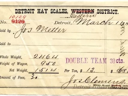 Bill-of-sale - Detroit Hay Scales, Eastern District