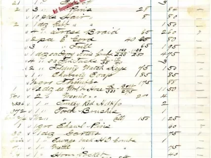 Bill-of-Sale - Jacob Brown, Importer and Jobber of Ladies' and Gents' Furnishing Goods, Fancy Goods, Notions, Hosiery, Gloves, Mittens, Whips, Cutlery, etc.