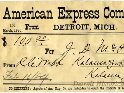 Envelope - American Express Company,
Detroit, Michigan Office