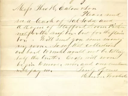 Letter - Huron Woolen Manufacturing Company