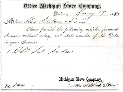 Form, Order - Office Michigan Stove Company